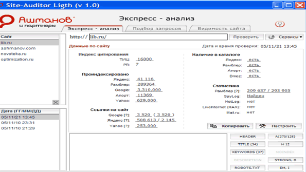 Программа Site-Auditor Light