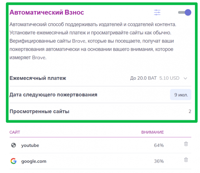автоматический взнос