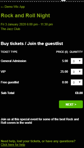 Sell Tickets - основной функционал