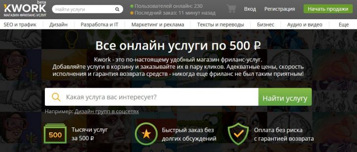 kwork - обзор биржы фриланс-услуг