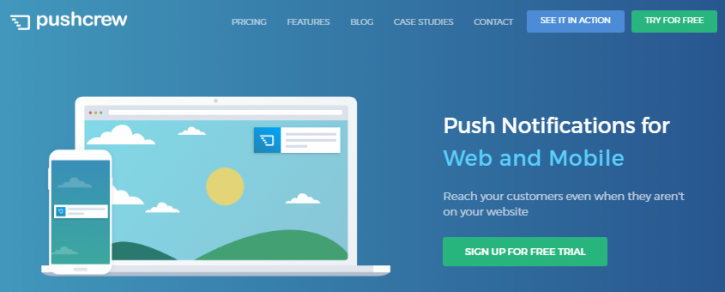 Англоязычный сервис pushcrew