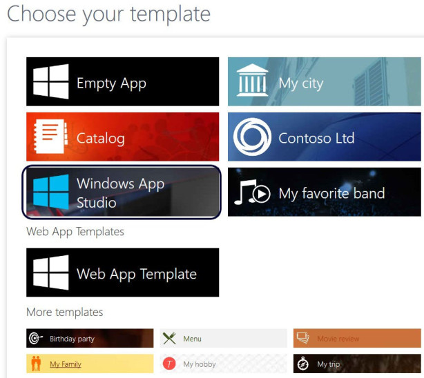 работа Windows Phone App Studio
